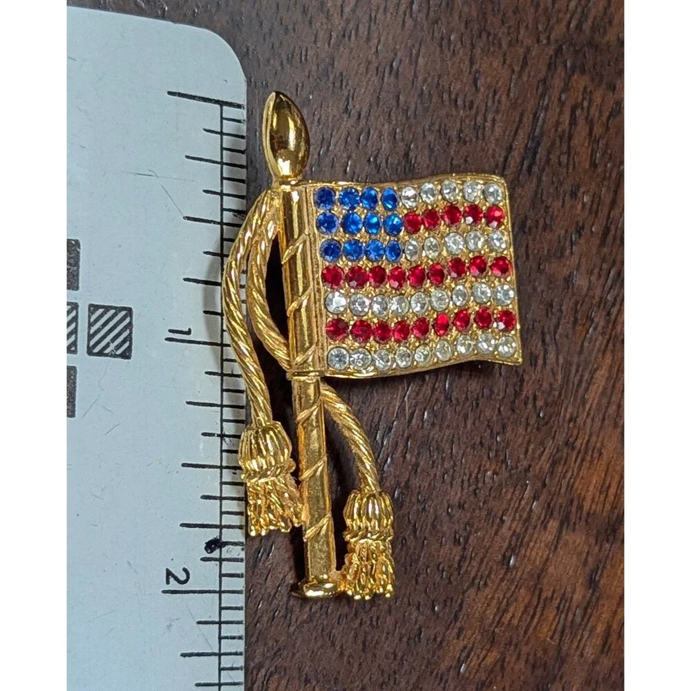Joseph Cleary Vintage 1950s US Flag Brooch Pendant